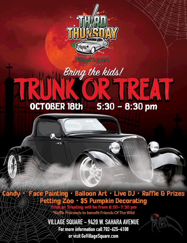 Trunk or Treat Event Oct 18th 530 830pm Village Square